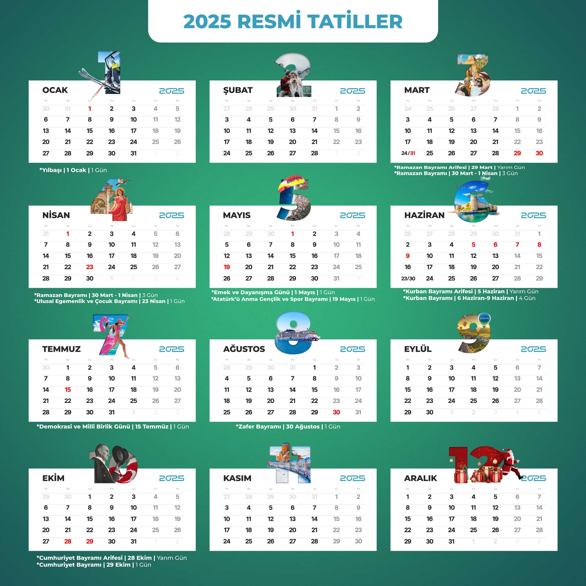 2025 Resmi Tatil Günleri Takvimi